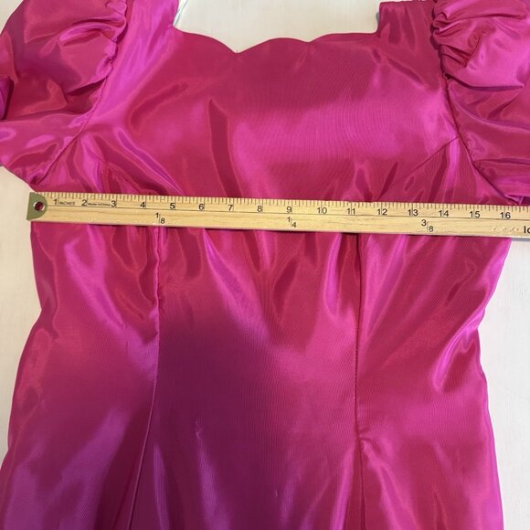 VTG Alfred Angelo Dress Small 80s Hot Pink Satin Bridesmaid Prom USA Union Made - Picture 12 of 16